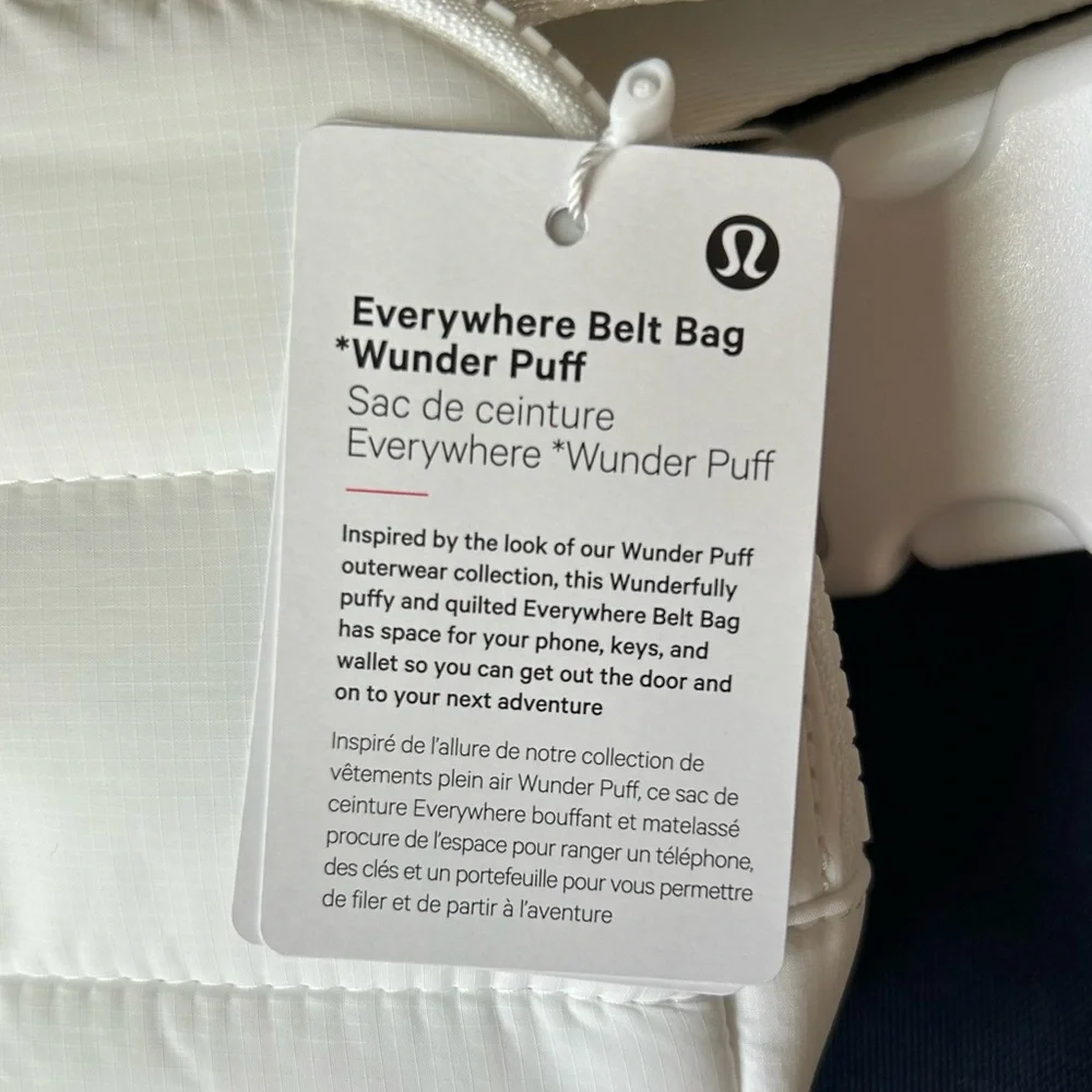NWT Lululemon Wunder Puff Everywhere Belt Bag | White | 1L - Picture 6 of 9